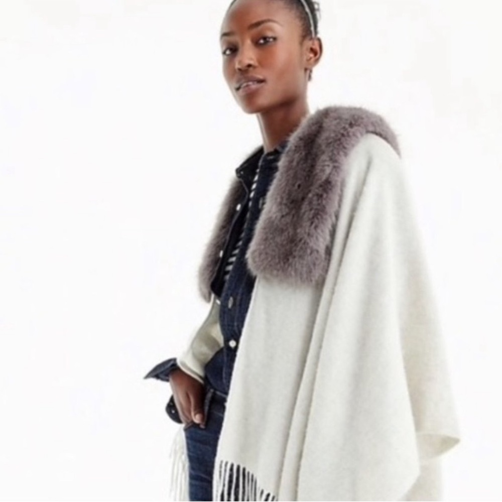 J crew faux shearling poncho